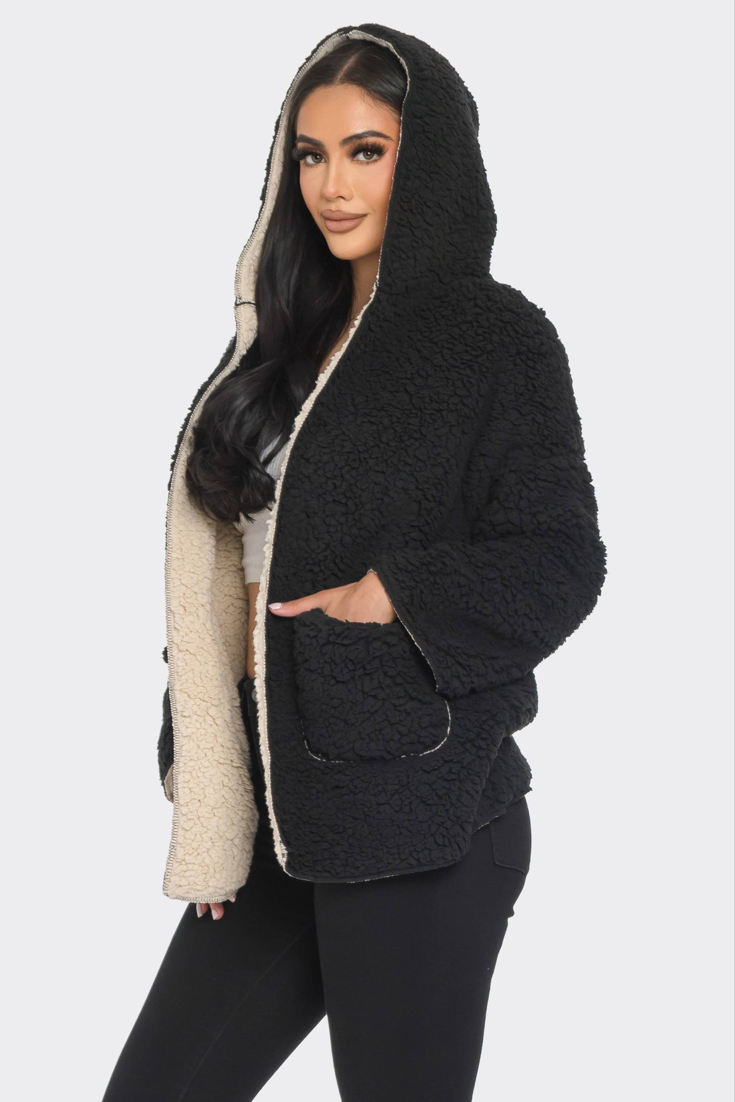 Fluffy Fuzzy Fur Hoodie Jacket