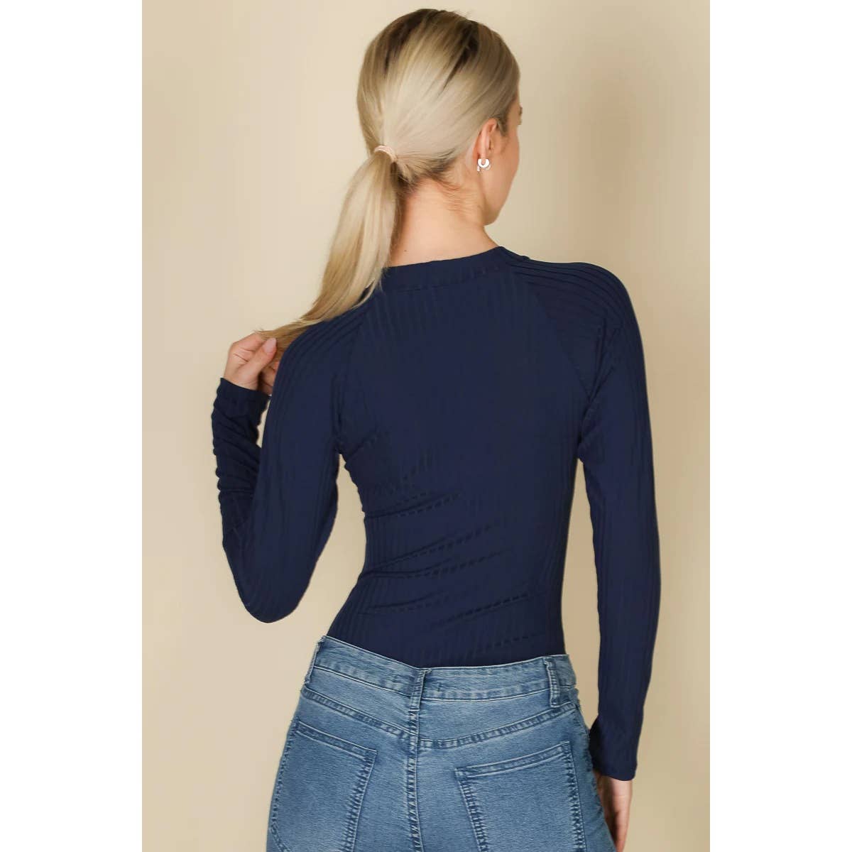 Ribbed Long Sleeve Mock Neck Bodysuit