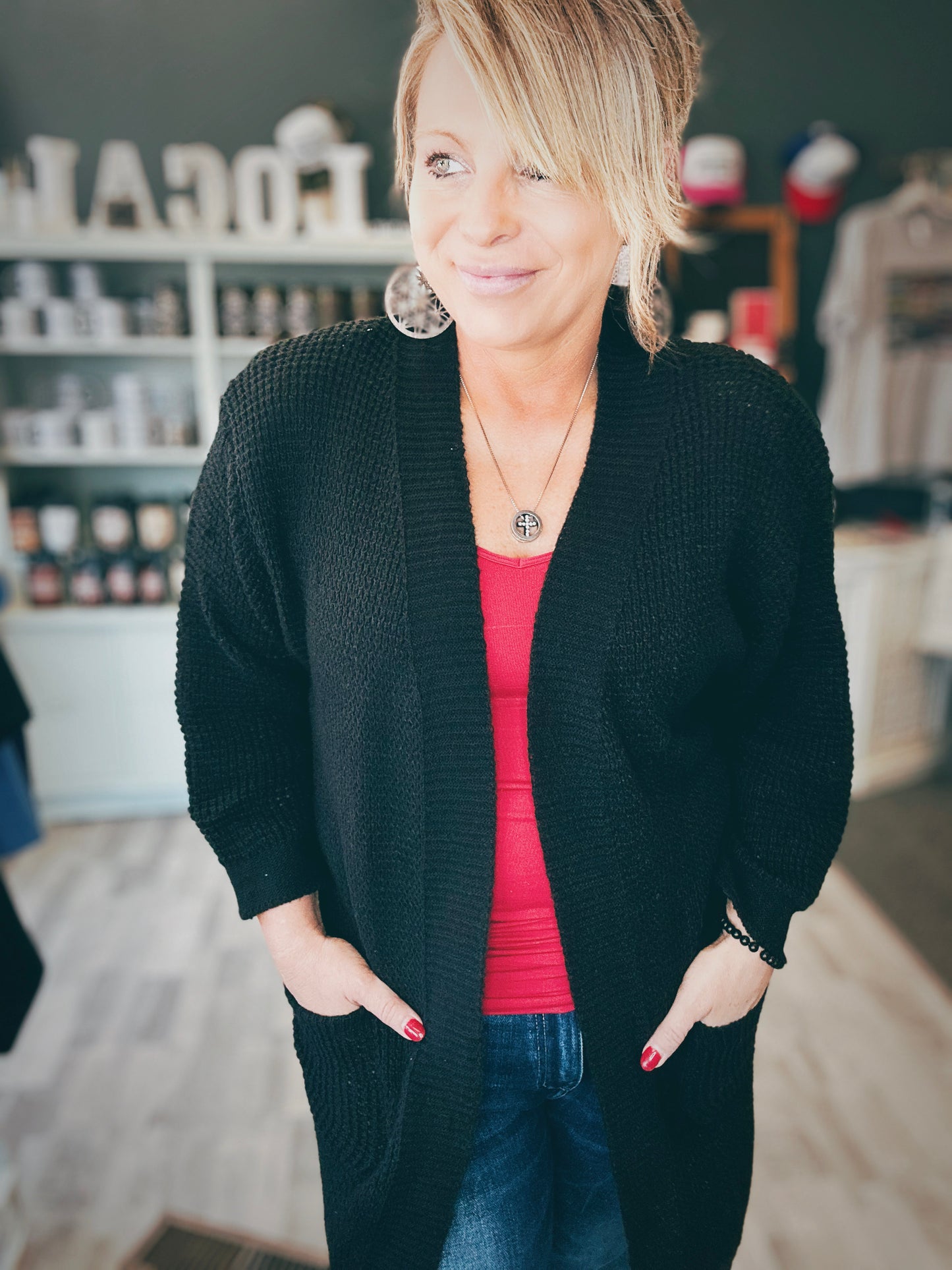 Loose Long Woven Cardigan