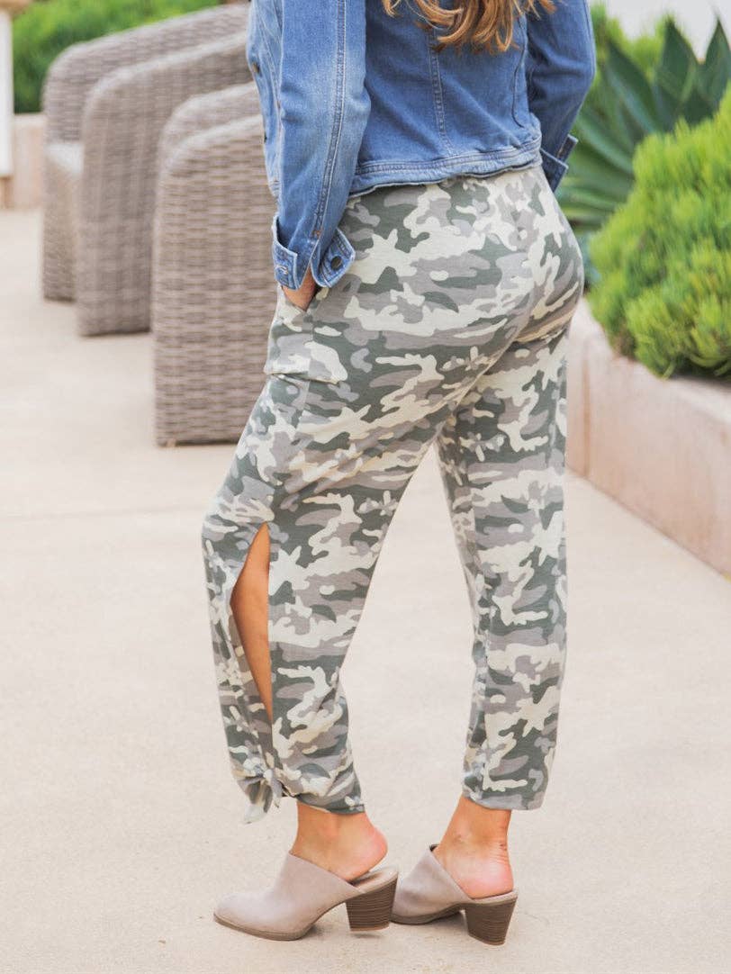 Patterned Ankle Tie Pants