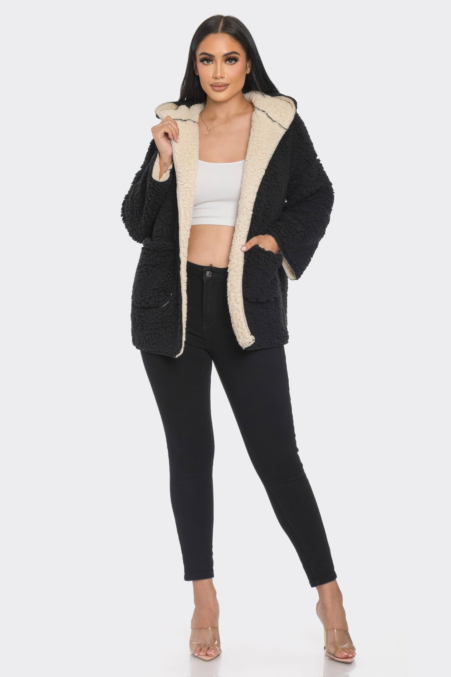 Fluffy Fuzzy Fur Hoodie Jacket