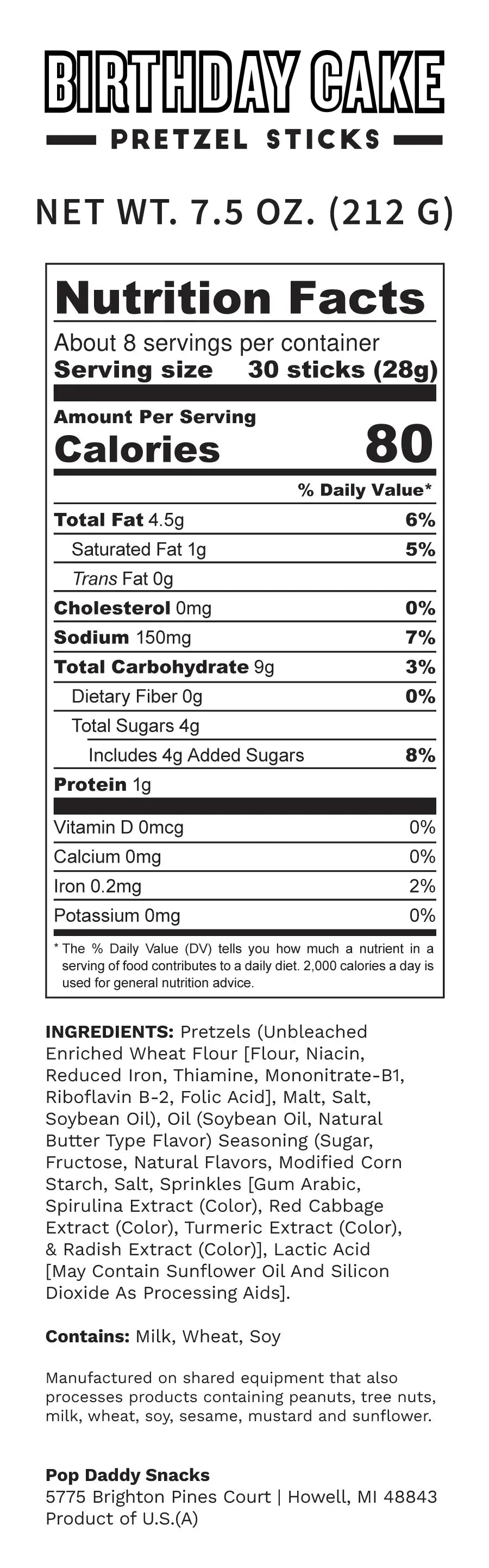 Birthday Cake Seasoned Pretzels 7.5oz