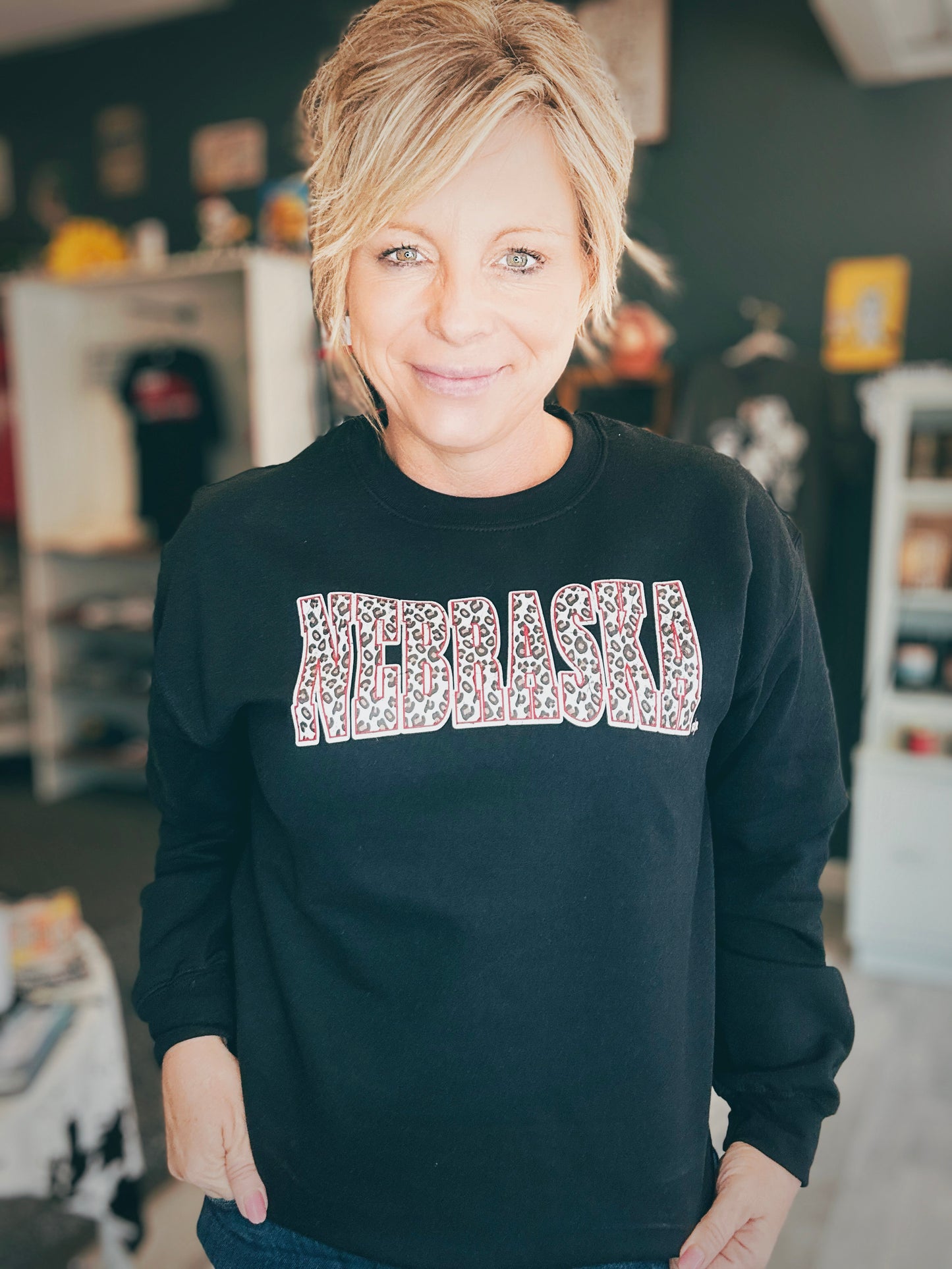 Printed Nebraska Black Sweatshirt