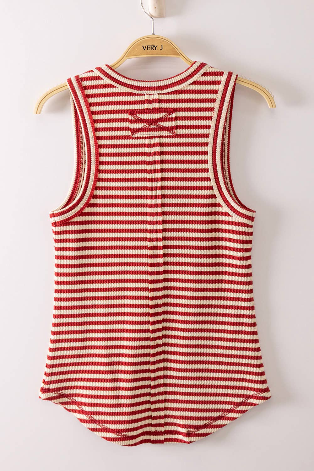 Striped Button Down Fitted Knit Tank Top