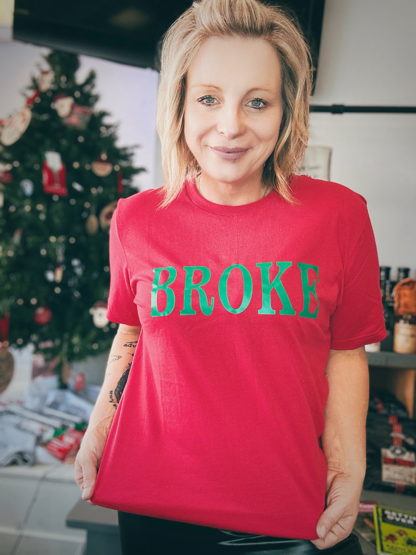 Broke Graphic Tee In Red & Green