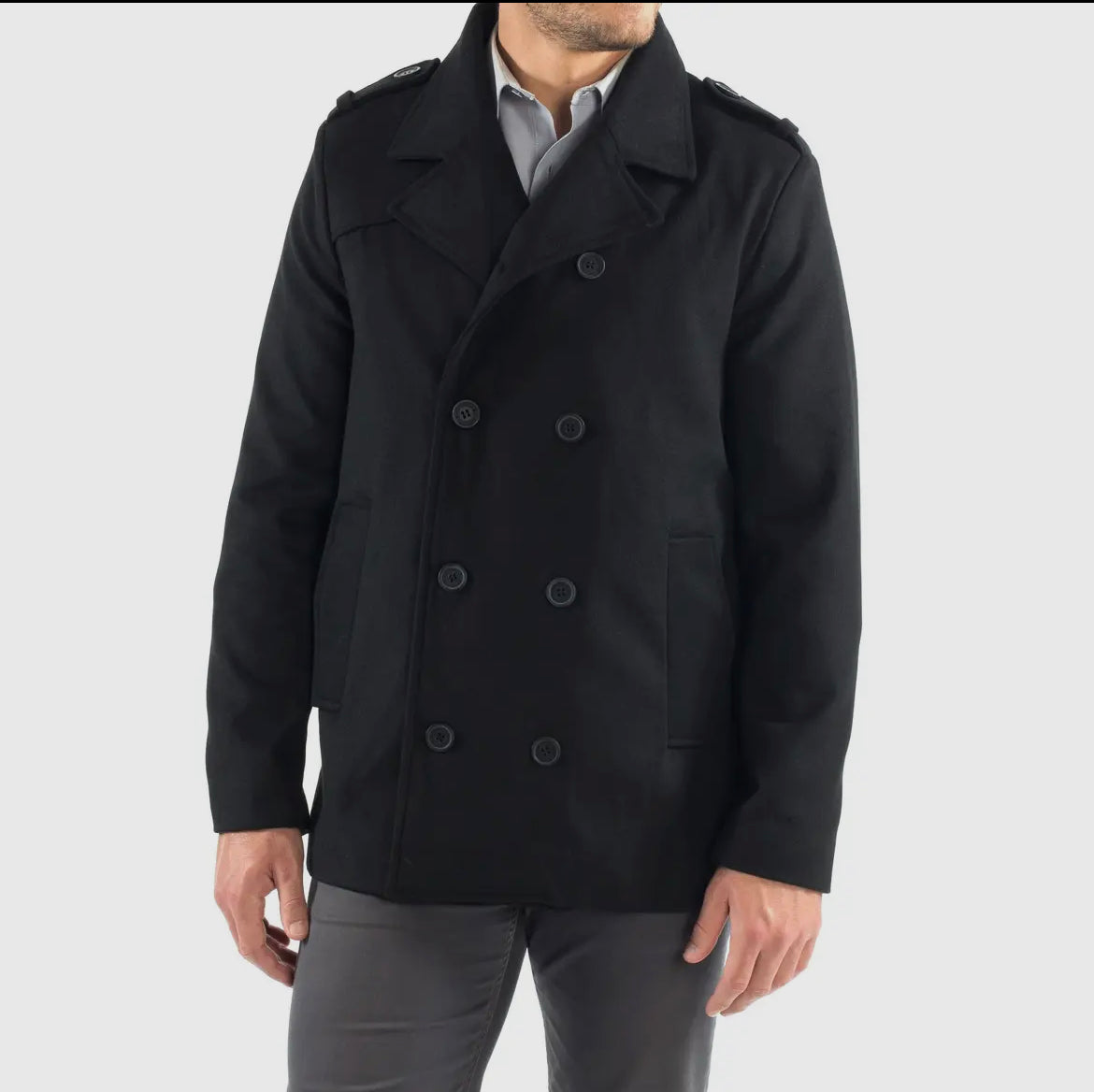 Jake Double Breasted Wool Pea Coat