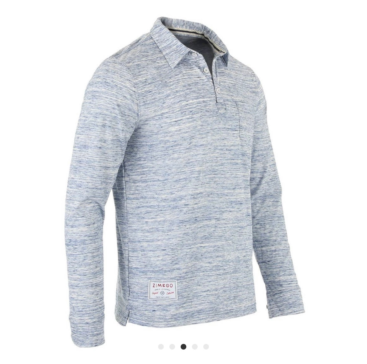 Lt Blue Retro Polo Long Sleeve