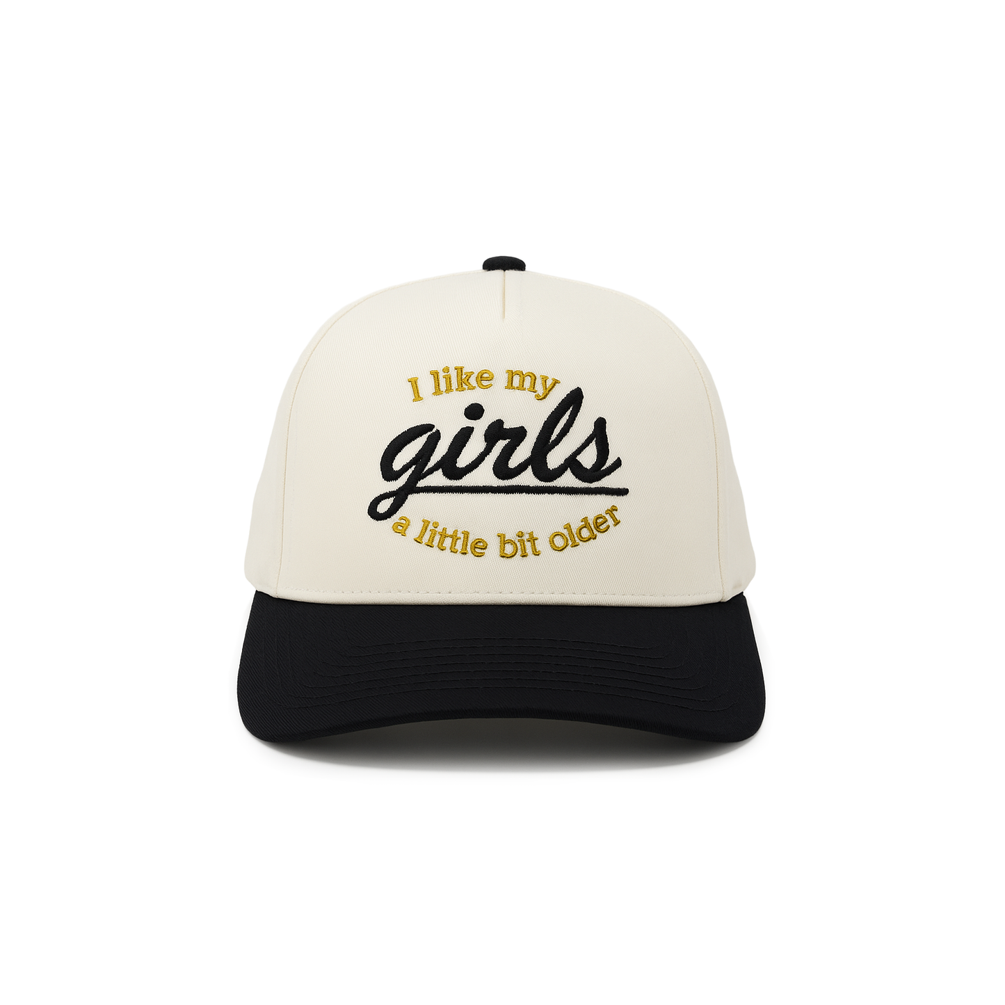 Two Tone Cap- I Like My Girls a Little Bit Older-Black/Beige