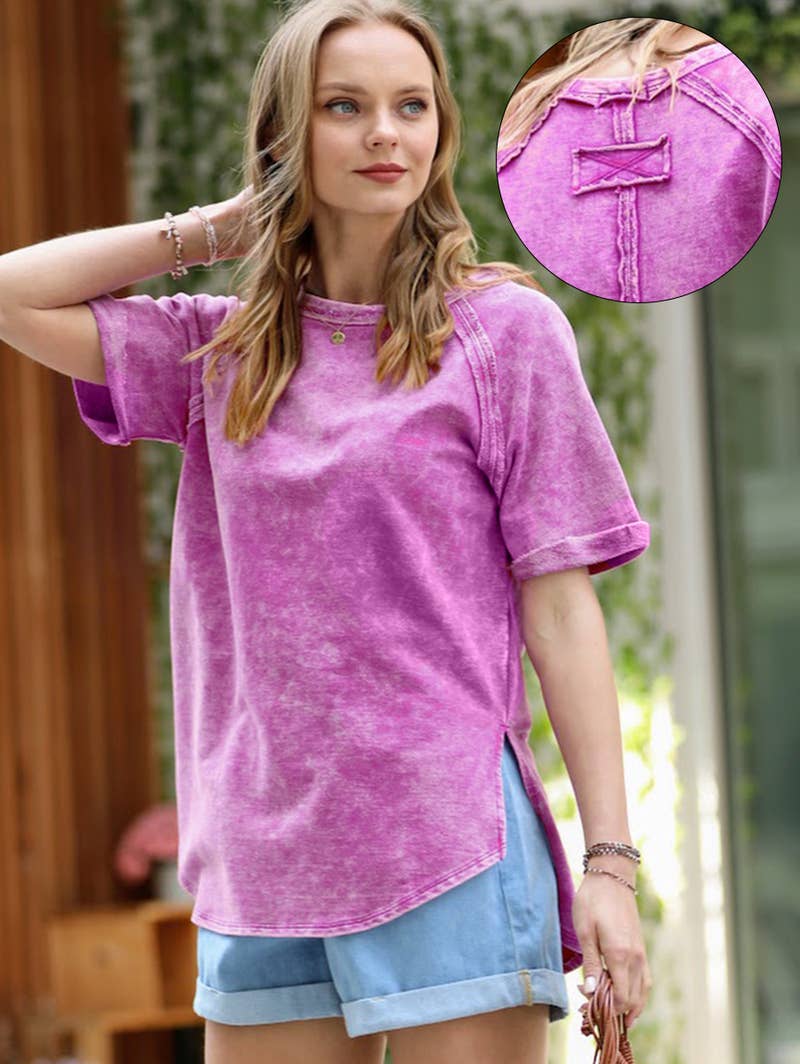 French Terry Vintage Wash Casual Top