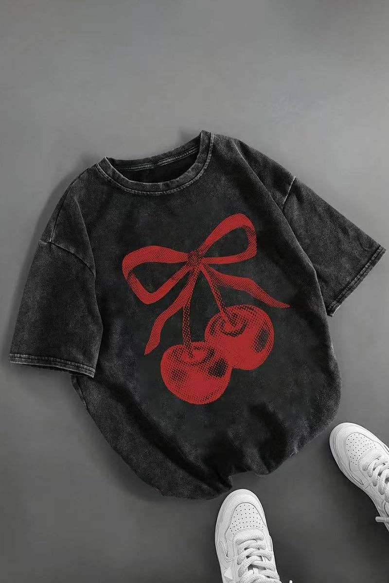 Graphic Cherry Bow T-Shirt