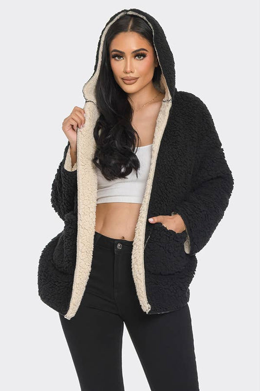 Fluffy Fuzzy Fur Hoodie Jacket