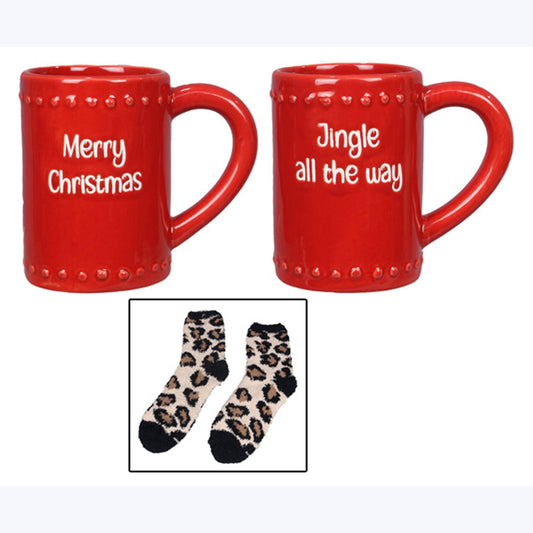 Ceramic Christmas 16oz Mug With Printed Sock Set