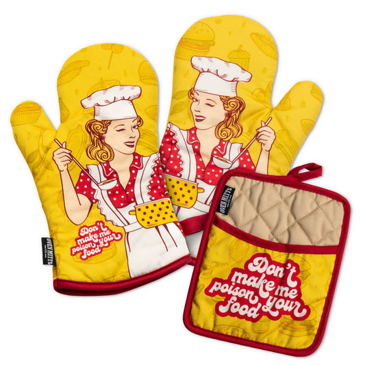 Don't Make Me Poison Your Food Oven Mitts And Potholder Set