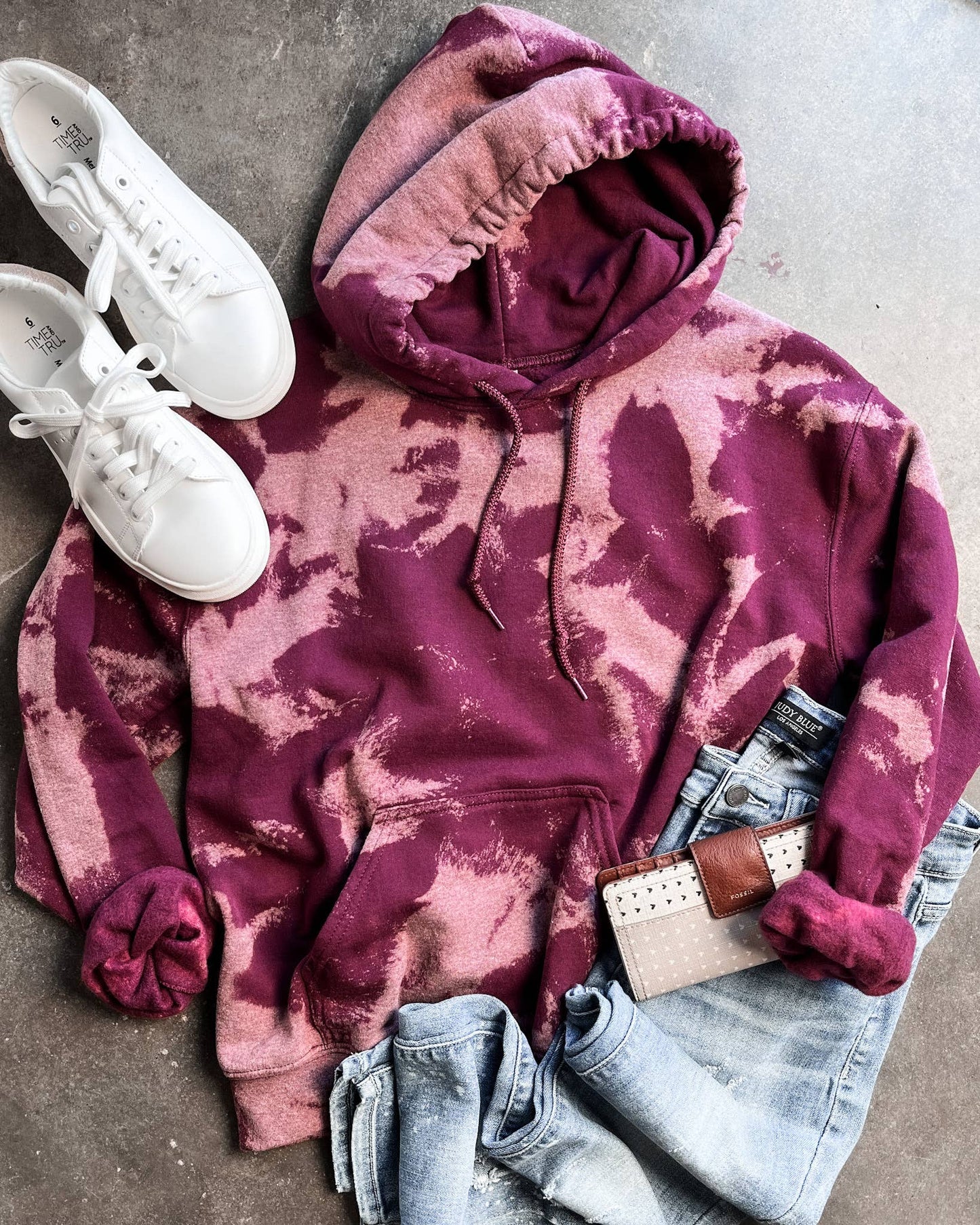 Bleached Maroon Hooded Sweatshirt