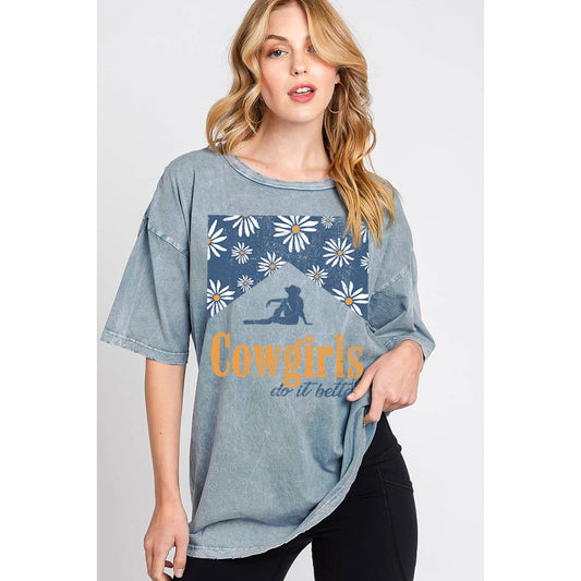 Floral Cowgirl Oversized Tee