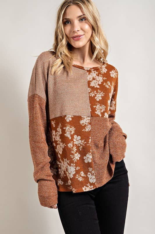 Floral Color Block Top