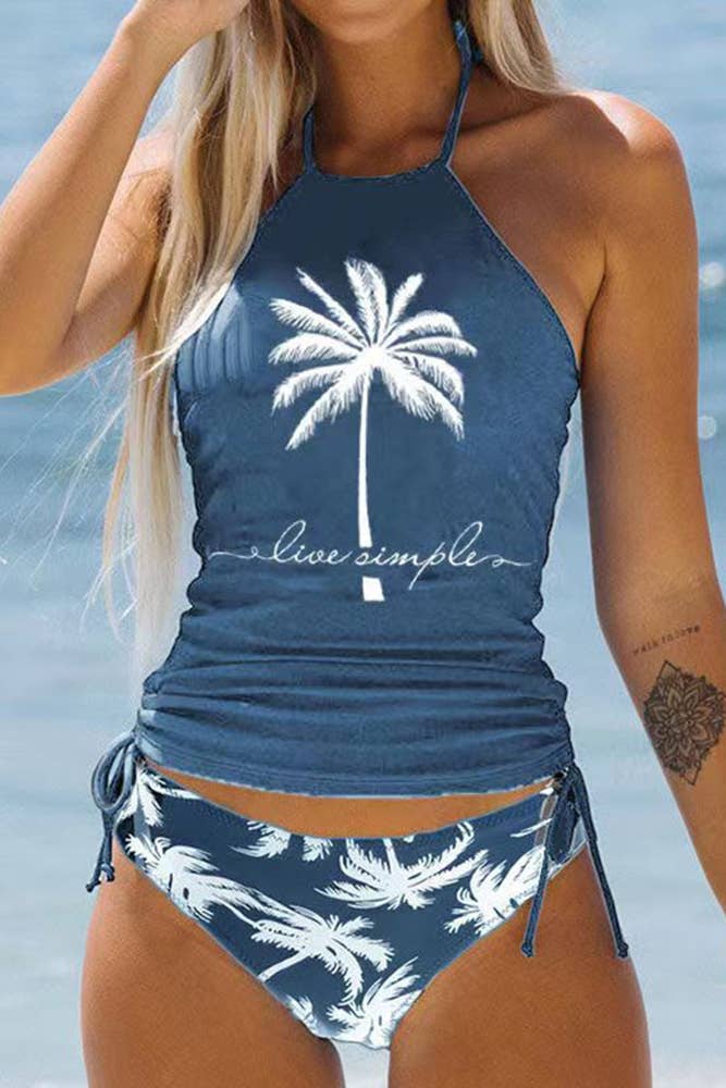 Summer Beach Print Tankini Set