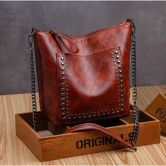 Fashion Chain Rivet Shoulder Tote Bag