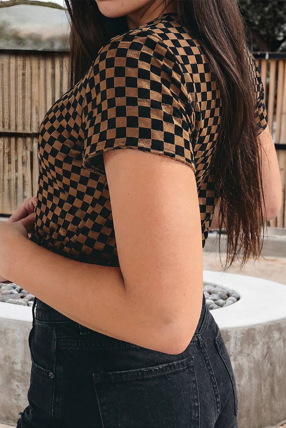 Checkerboard Round Neck Summer T Shirt (S-XL)