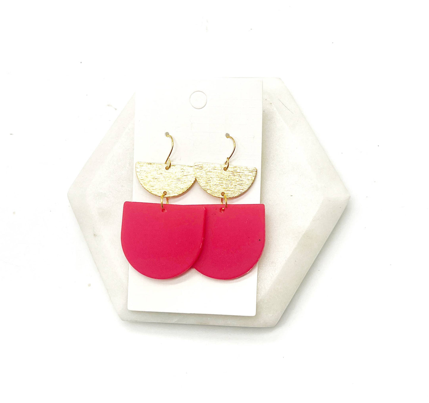Cherry Red and Gold Double Acrylic Earrings
