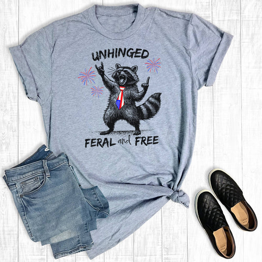 4th of July Funny Feral And Free Graphic Tee