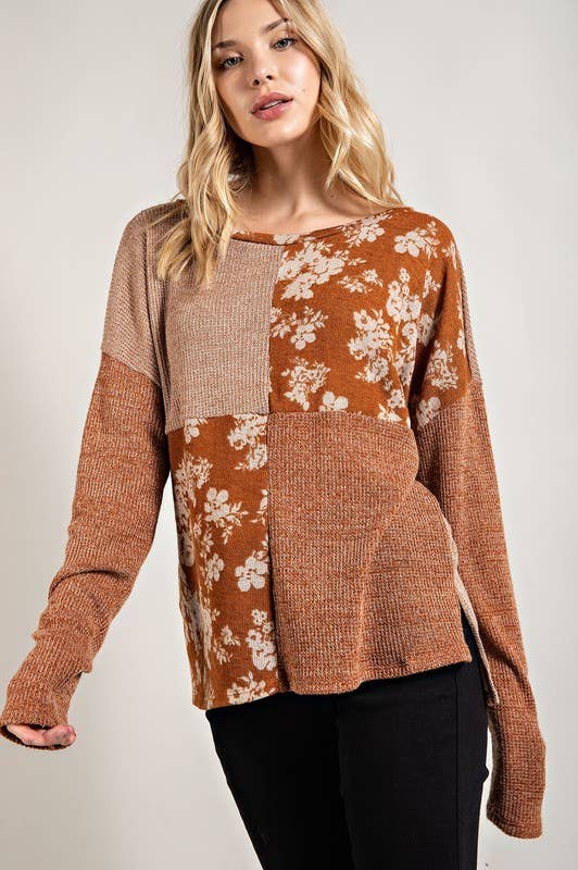Floral Color Block Top
