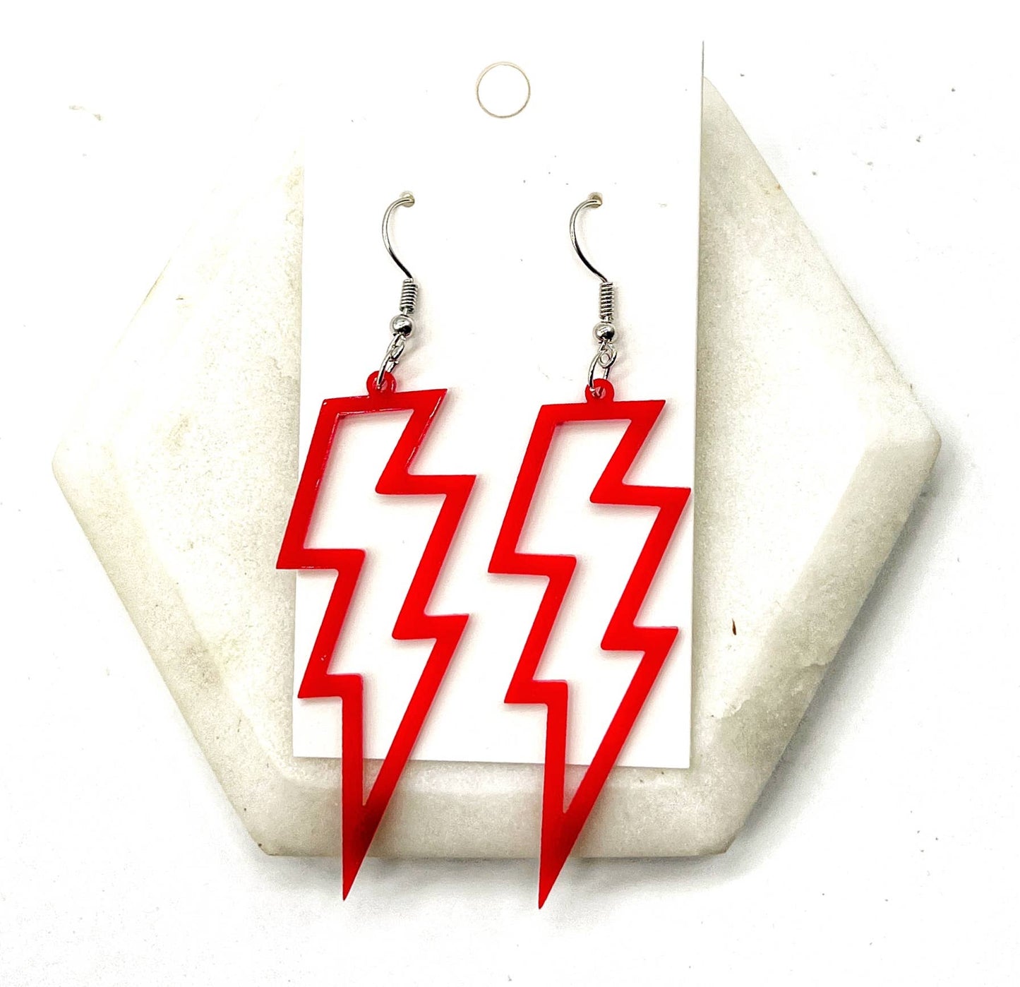 Red Lightning Bolt Earrings