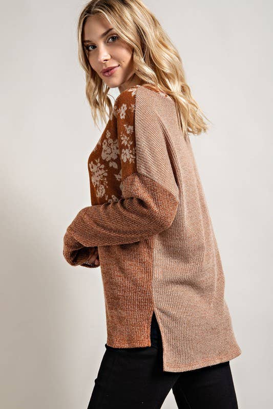 Floral Color Block Top