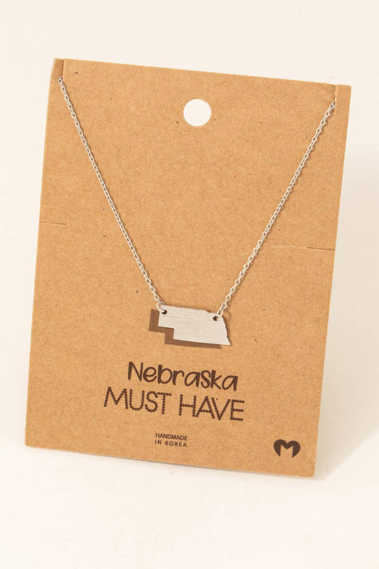 Nebraska State Plated Necklace