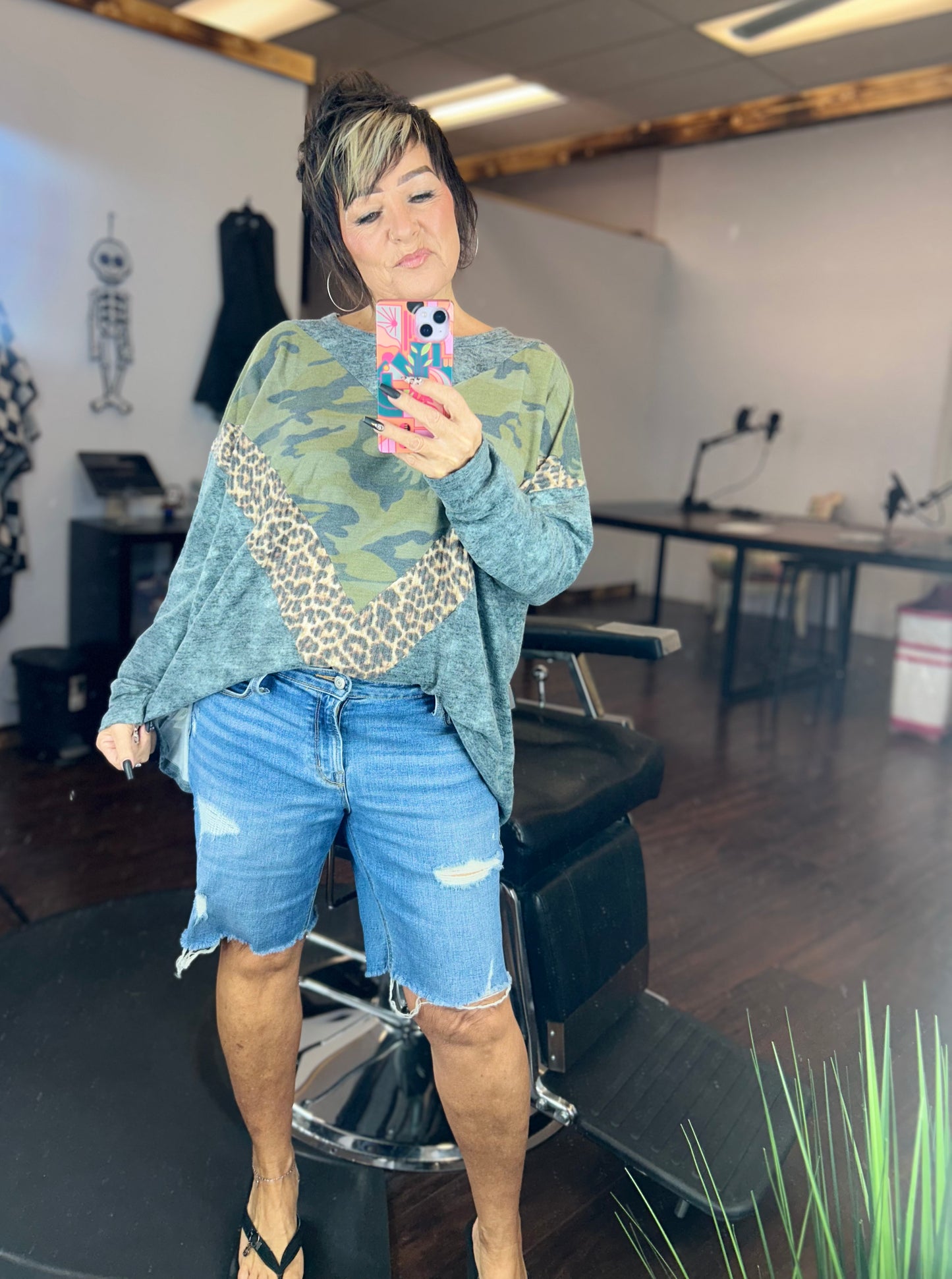 Printed Long Sleeve Tunic Top