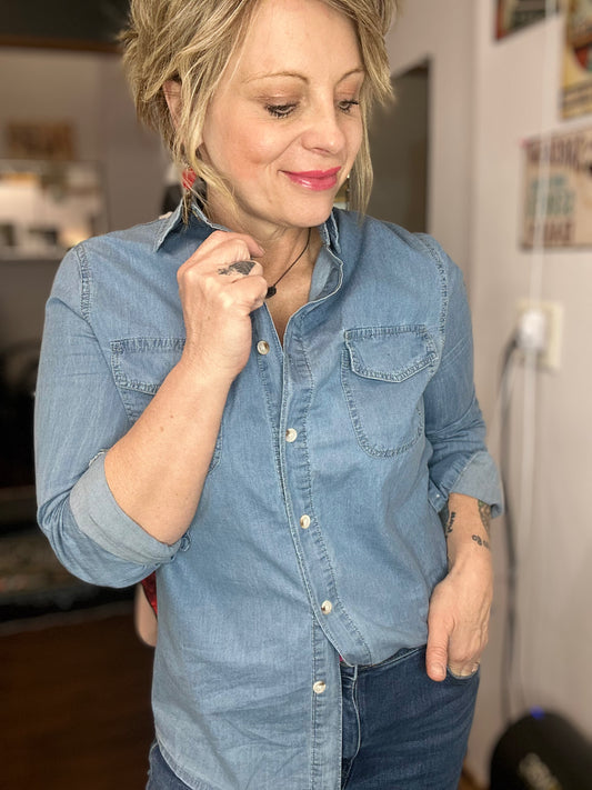 Casual Collared Denim Shirt