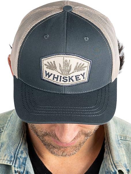 Men's Trucker Patch Hat: Whiskey (Charcoal/Beige)