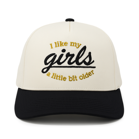 Two Tone Cap- I Like My Girls a Little Bit Older-Black/Beige