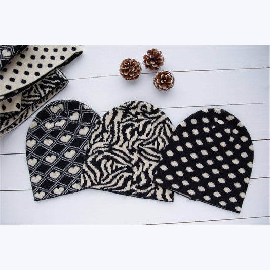 Polka Dot, Heart, Stripe Knit Hats