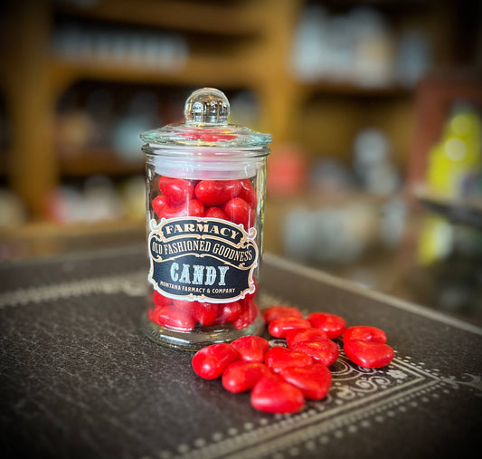 Apothecary Jar old fashioned Cinnamon Heart Candy