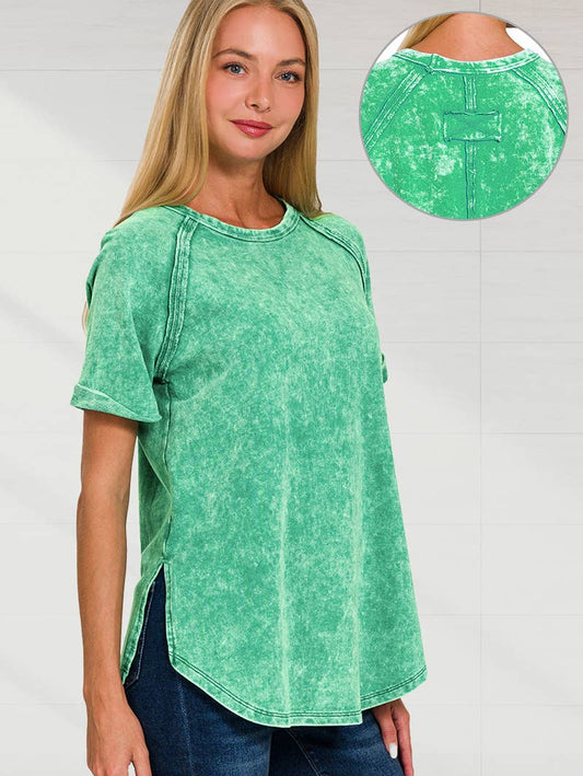 French Terry Vintage Wash Casual Top