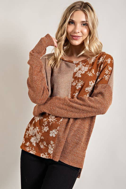Floral Color Block Top