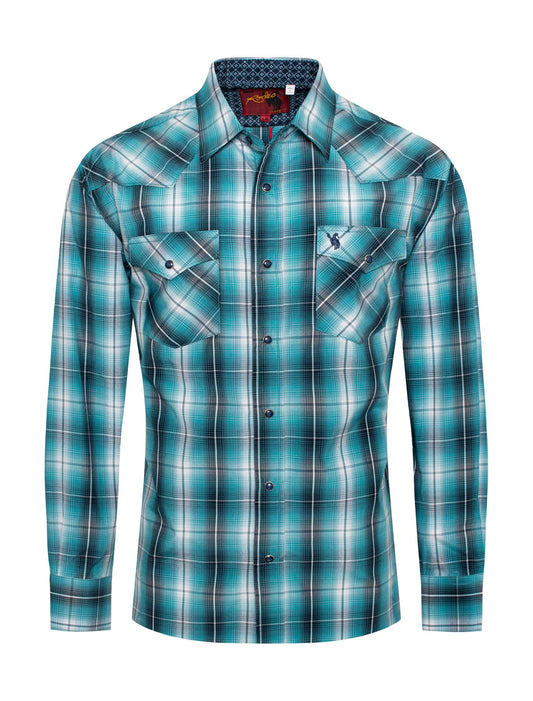 Unisex Western Long Sleeve Plaid Shirts With Snap Buttons