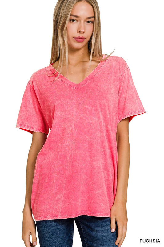Washed Short Sleeves Top